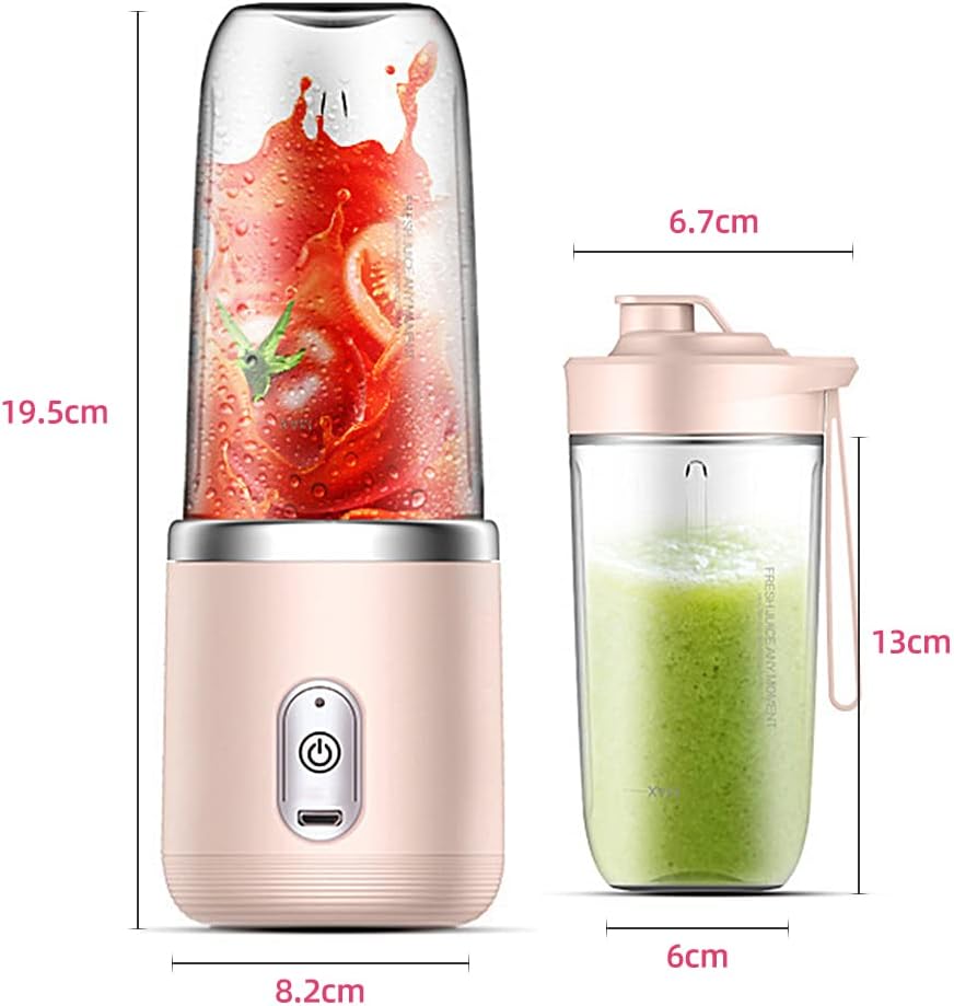 Tignapoo Mini mikser 40W Meyve suyu mikseri mini taşınabilir hızlı blender fincan kişisel boyutlu USB Çift fincan Pembe