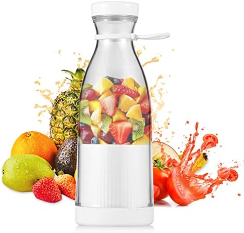 kajilai Taşınabilir Mini Elektrikli Blender 380ml Meyve Sıkacağı Bardağı 6 Bıçaklı Smoothie Milkshake Suyu Bebek Maması Seyahat için Dahili Şarj Edilebilir Pil Spor Mutfak Ofis Dış Mekan