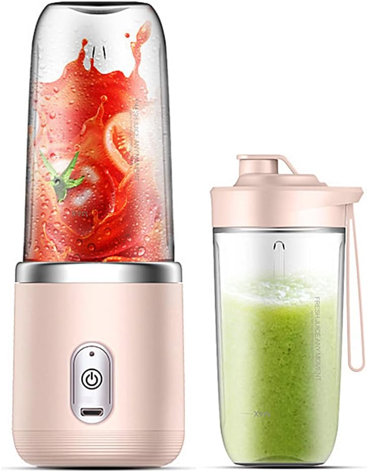 Tignapoo Mini mikser 40W Meyve suyu mikseri mini taşınabilir hızlı blender fincan kişisel boyutlu USB Çift fincan Pembe