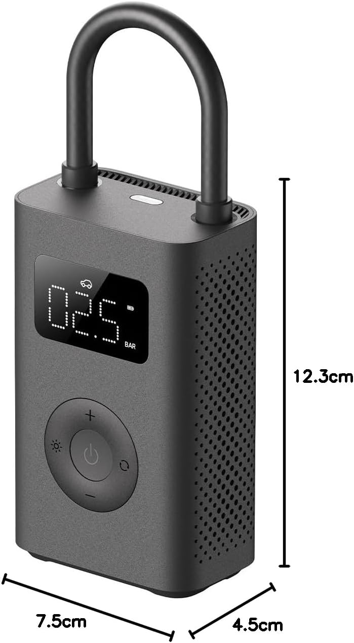 Xiaomi Taşınabilir Elektrikli Hava Kompresörü 2 - Taşınabilir Hava Kompresörü (0,2 10,3 bar/3-150 psi, 6 mod, 2000 mAh pil, 14,4 Wh, USB-C şarj, LED ekran), siyah (ES versiyonu)
