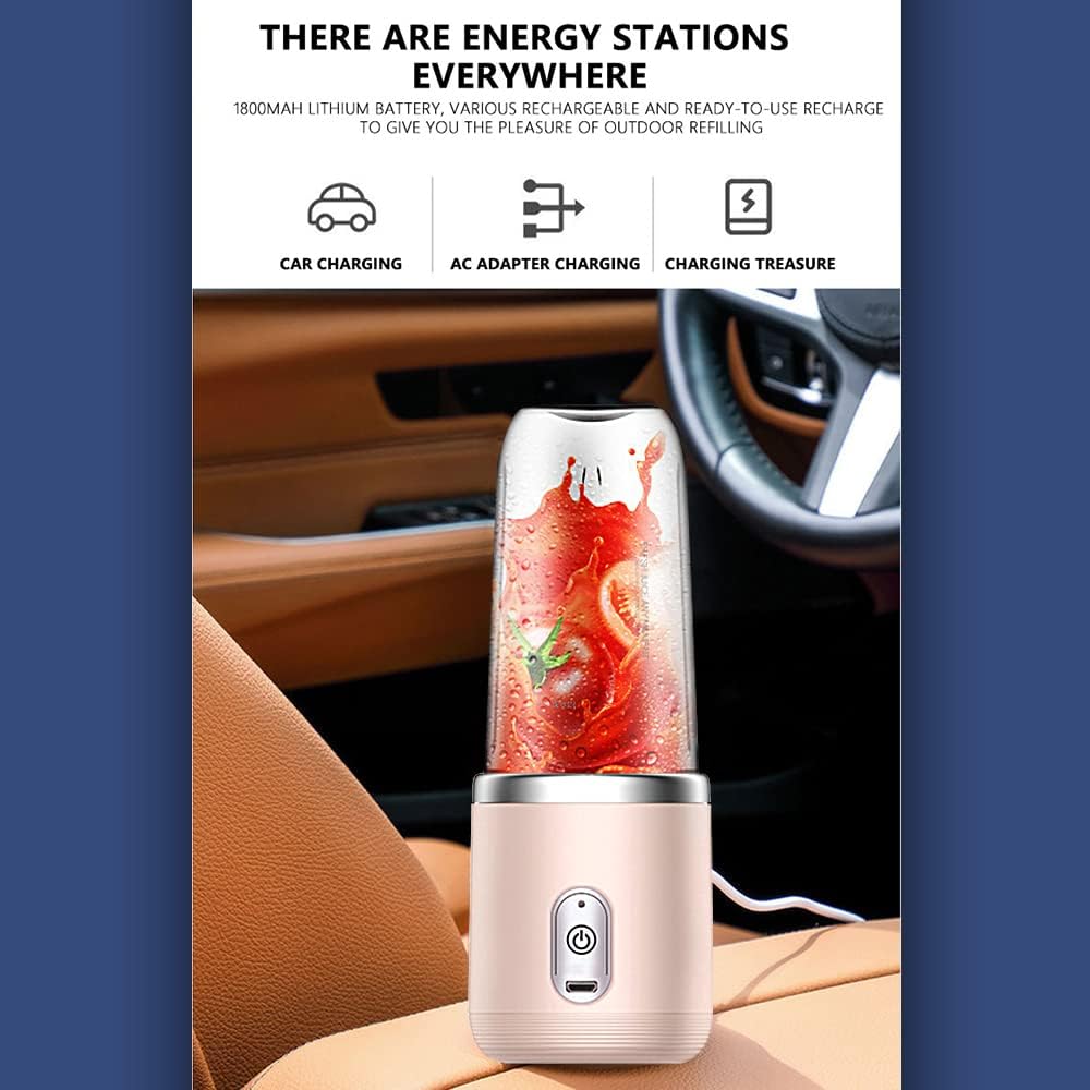Tignapoo Mini mikser 40W Meyve suyu mikseri mini taşınabilir hızlı blender fincan kişisel boyutlu USB Çift fincan Pembe