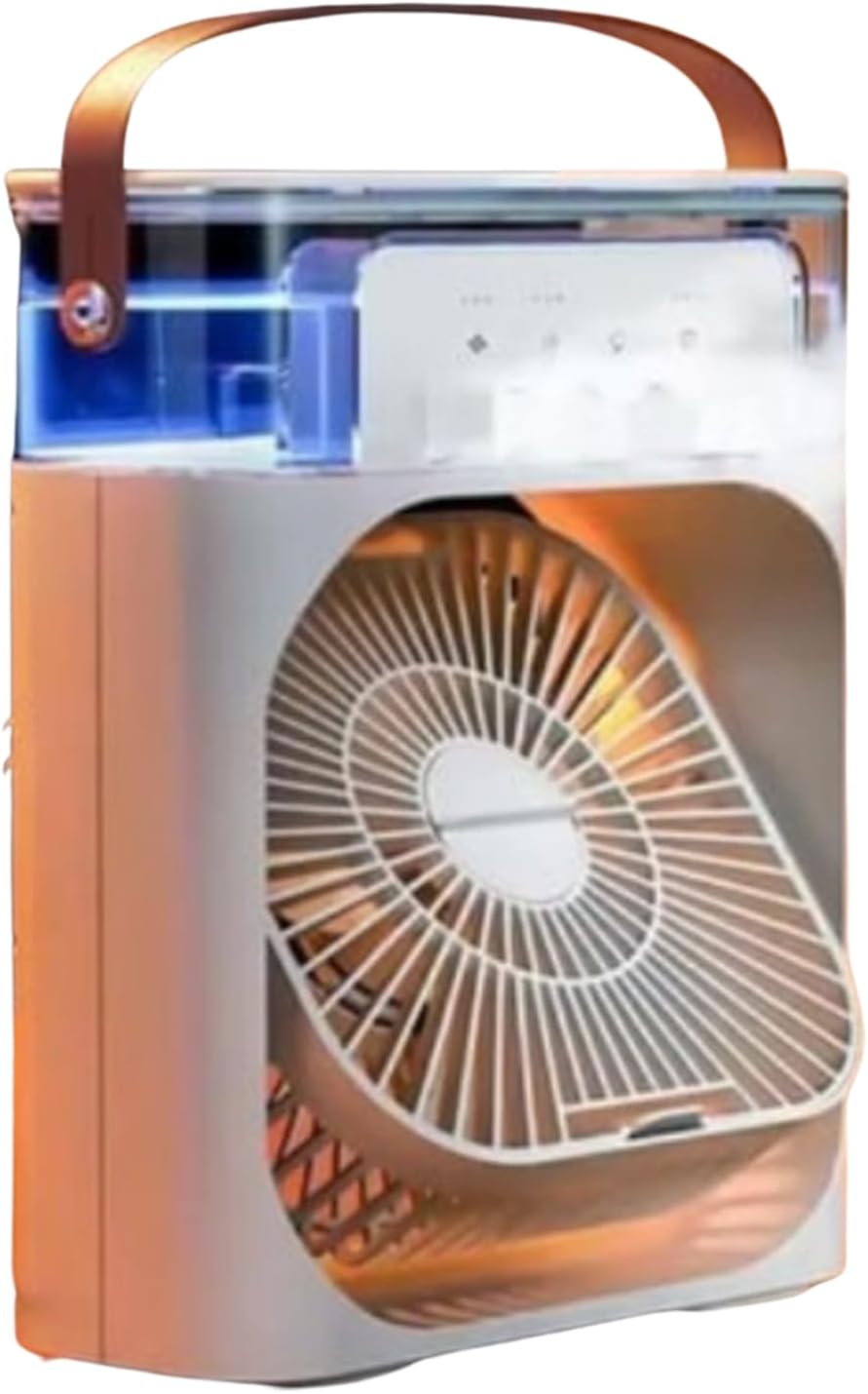 Buzlu Vantilatör Mini Fan 5 Spreyli Su Püskürtmeli 600 ML Buhar Makinesi Nemlendirici Mini Klima Rgb