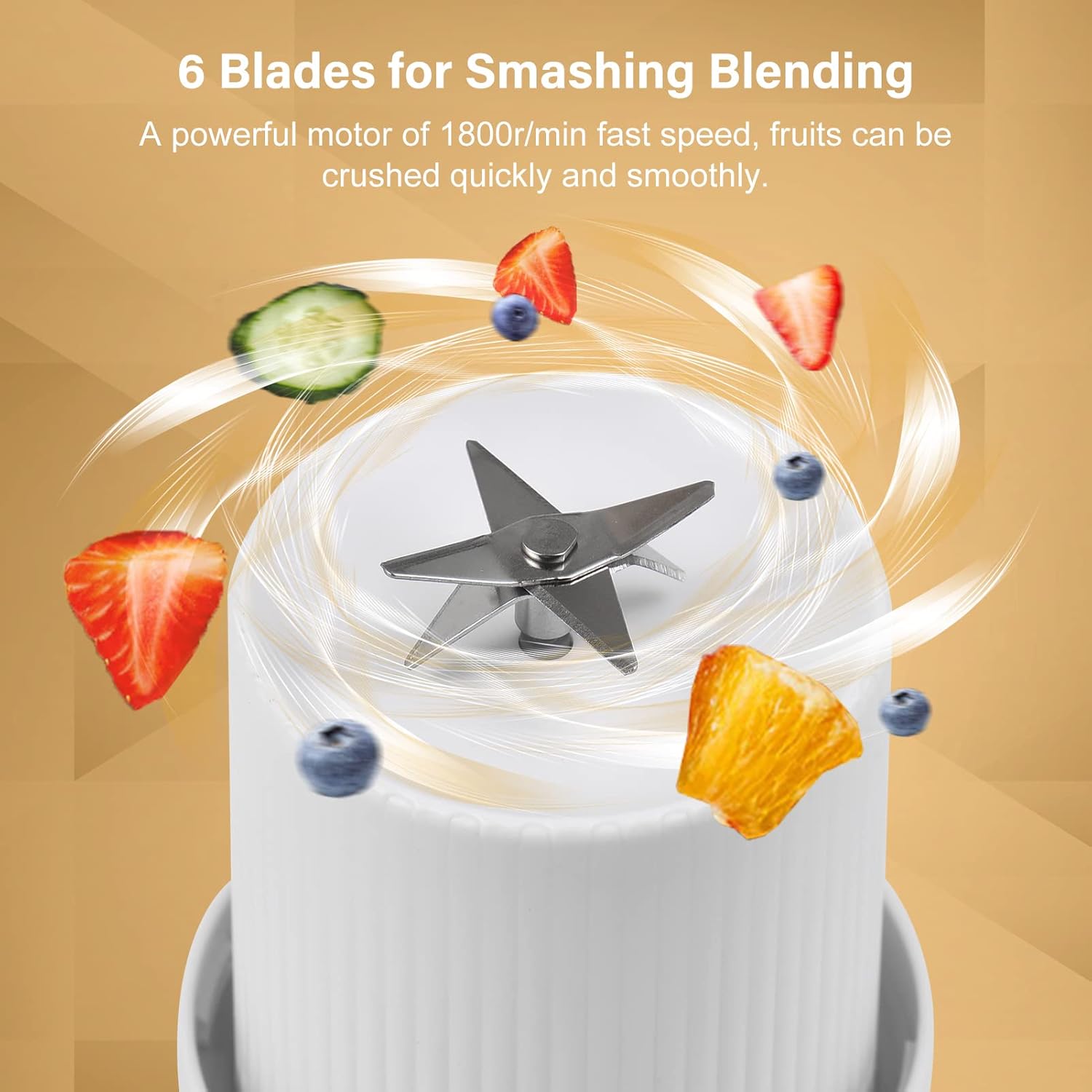 kajilai Taşınabilir Mini Elektrikli Blender 380ml Meyve Sıkacağı Bardağı 6 Bıçaklı Smoothie Milkshake Suyu Bebek Maması Seyahat için Dahili Şarj Edilebilir Pil Spor Mutfak Ofis Dış Mekan