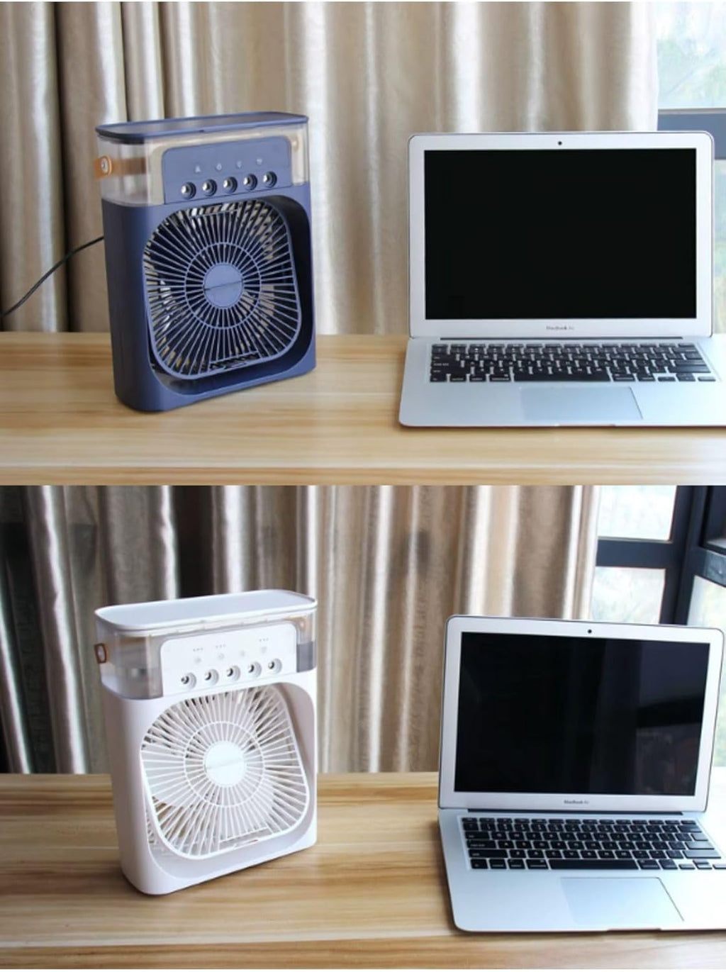 Buzlu Vantilatör Mini Fan 5 Spreyli Su Püskürtmeli 600 ML Buhar Makinesi Nemlendirici Mini Klima Rgb