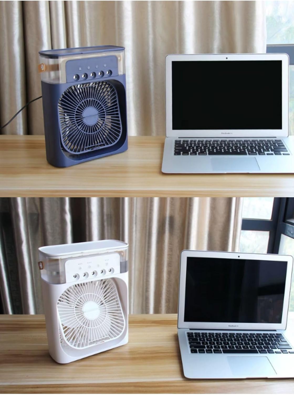 Buzlu Vantilatör Mini Fan 5 Spreyli Su Püskürtmeli 600 ML Buhar Makinesi Nemlendirici Mini Klima Rgb