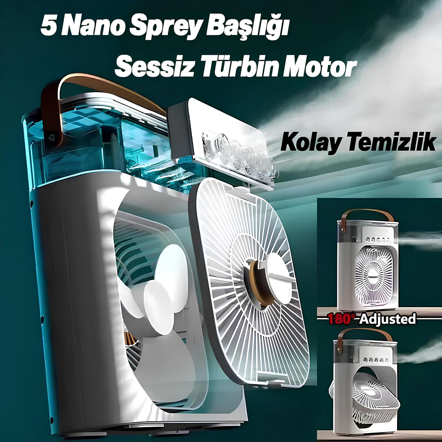 Kablolu Vantilatör Masaüstü Süper Sessiz Masa Fan Su Püskürtmeli Mini El Hava Senletici Nemlendirici
