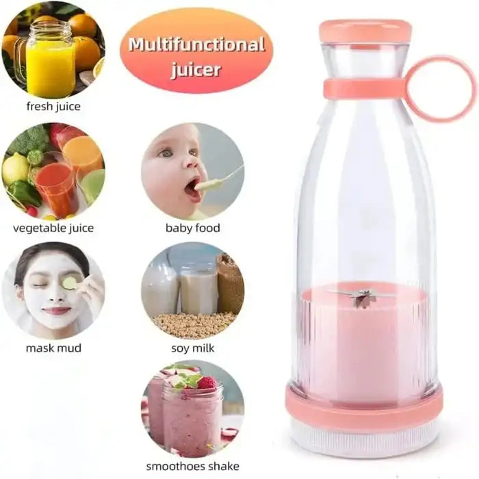 Elektrikli Meyve Sıkacağı Kupası 6 Bıçaklı Blender Milkshake Makinesi USB Taşınabilir Meyve Sütü Karıştırma Aracı Mini Taze Meyve Suyu Blenderi