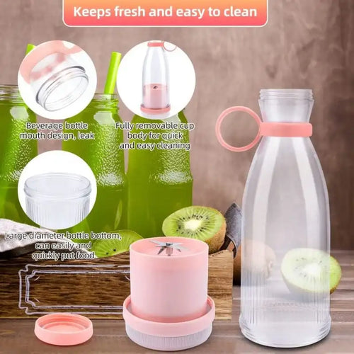 Elektrikli Meyve Sıkacağı Kupası 6 Bıçaklı Blender Milkshake Makinesi USB Taşınabilir Meyve Sütü Karıştırma Aracı Mini Taze Meyve Suyu Blenderi